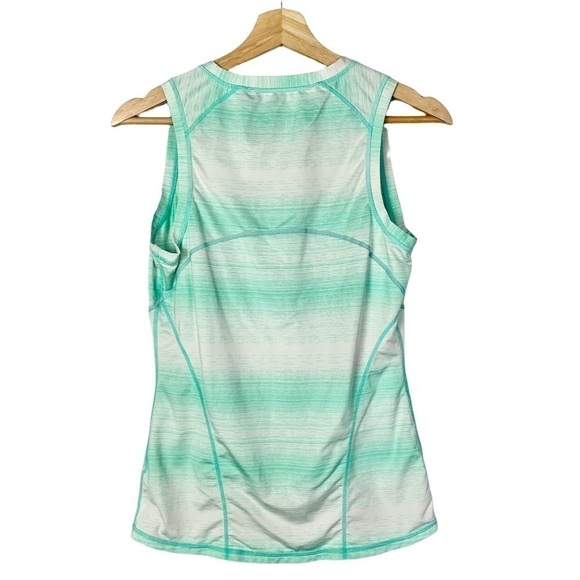 Athleta Green & White Stripe Lightweight Athletic Tank Top S - Picture 2 of 4